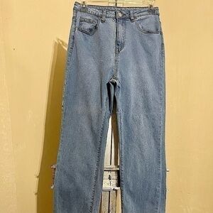 SHEIN WOMENS BOTTOM SLIT/FRINGED HEM JEANS